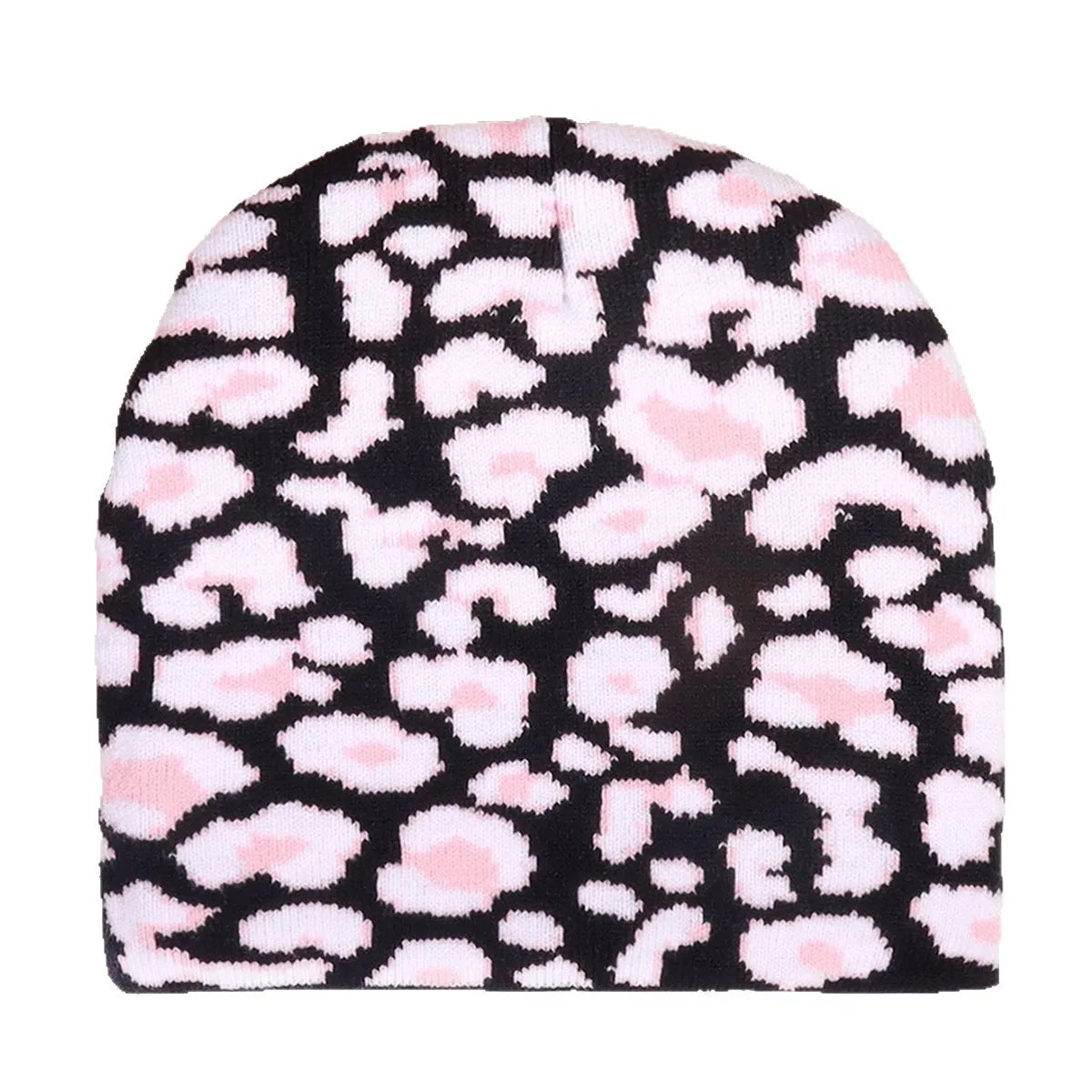 Leopard Print Knit Beanie – Animal Print Acrylic Hat for Men & Women
