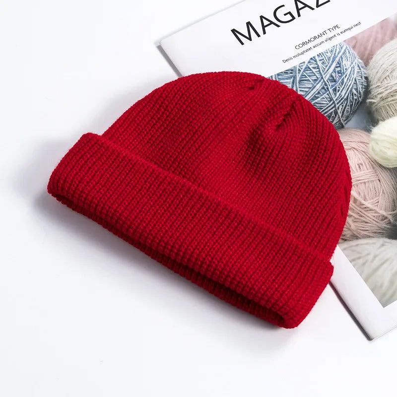Korean Woolen Guapi Cap – Acrylic Knit Skull Cap for Men & Women