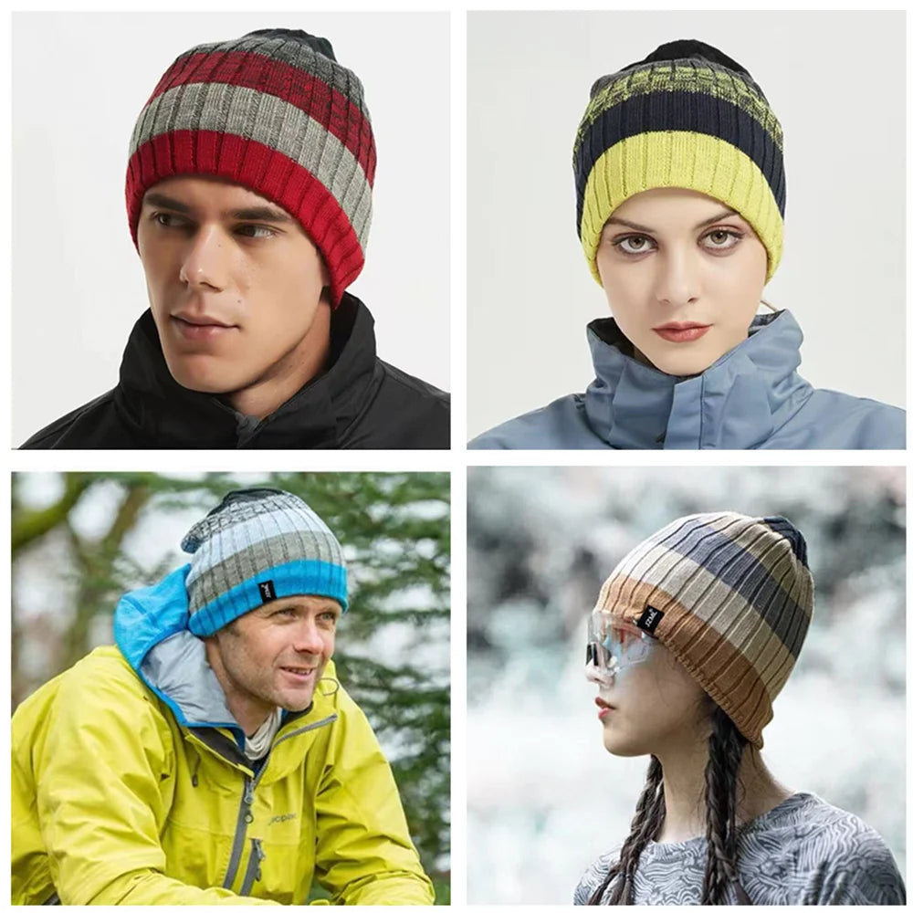 Striped Winter Beanie – Classic Ribbed Stripe Knit Hat for Men & Women