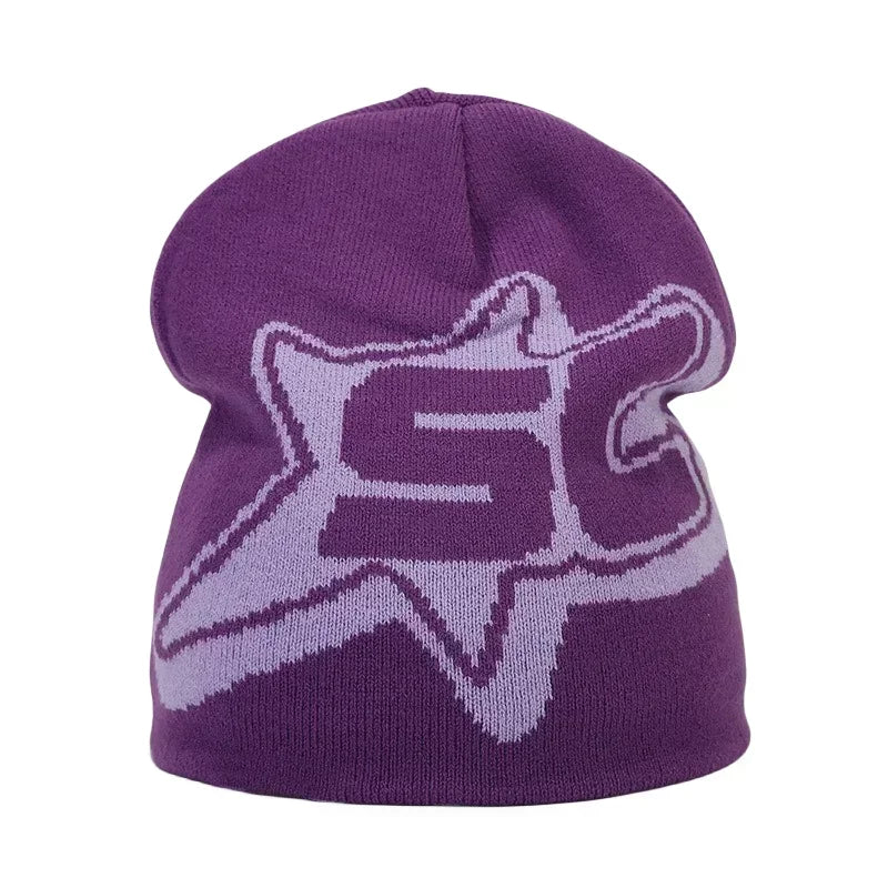 Y2K Letter Cargo Beanie – Polyester Knit Skull Cap for Men & Women