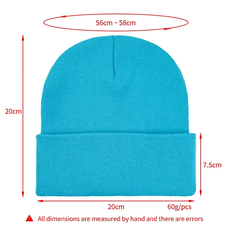 Custom Print Logo Beanie – Personalised Acrylic Geometric Knit Hat for Men & Women