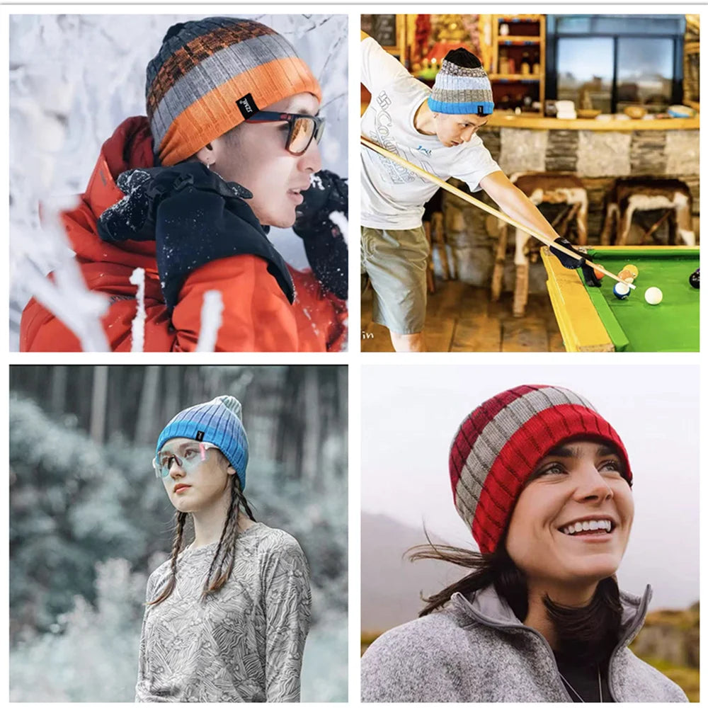 Striped Winter Beanie – Classic Ribbed Stripe Knit Hat for Men & Women