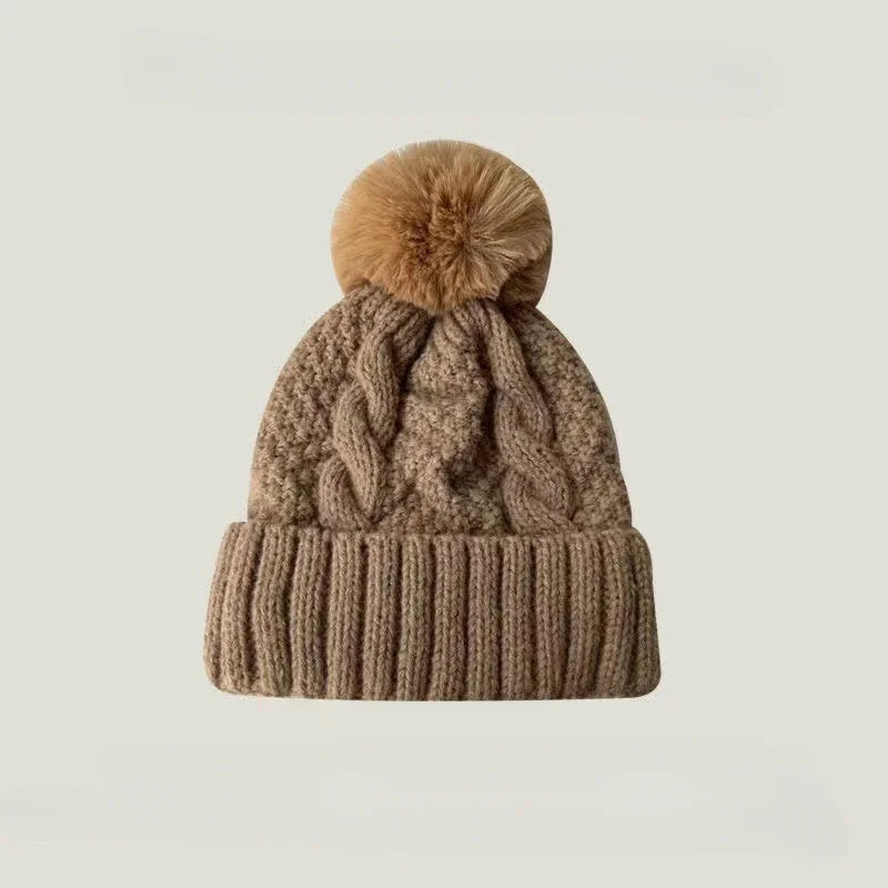 Twist Knit Winter Beanie – Warm Polyester Acrylic Hat for Women