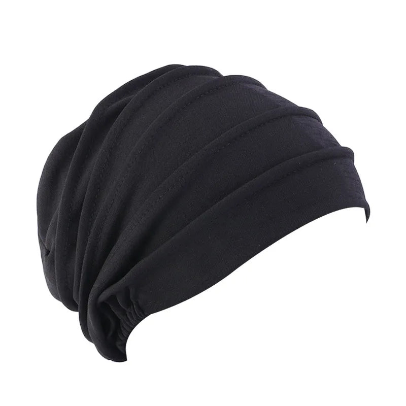 Cotton Slouch Turban Cap – All-Season Solid Knit Hat for Women