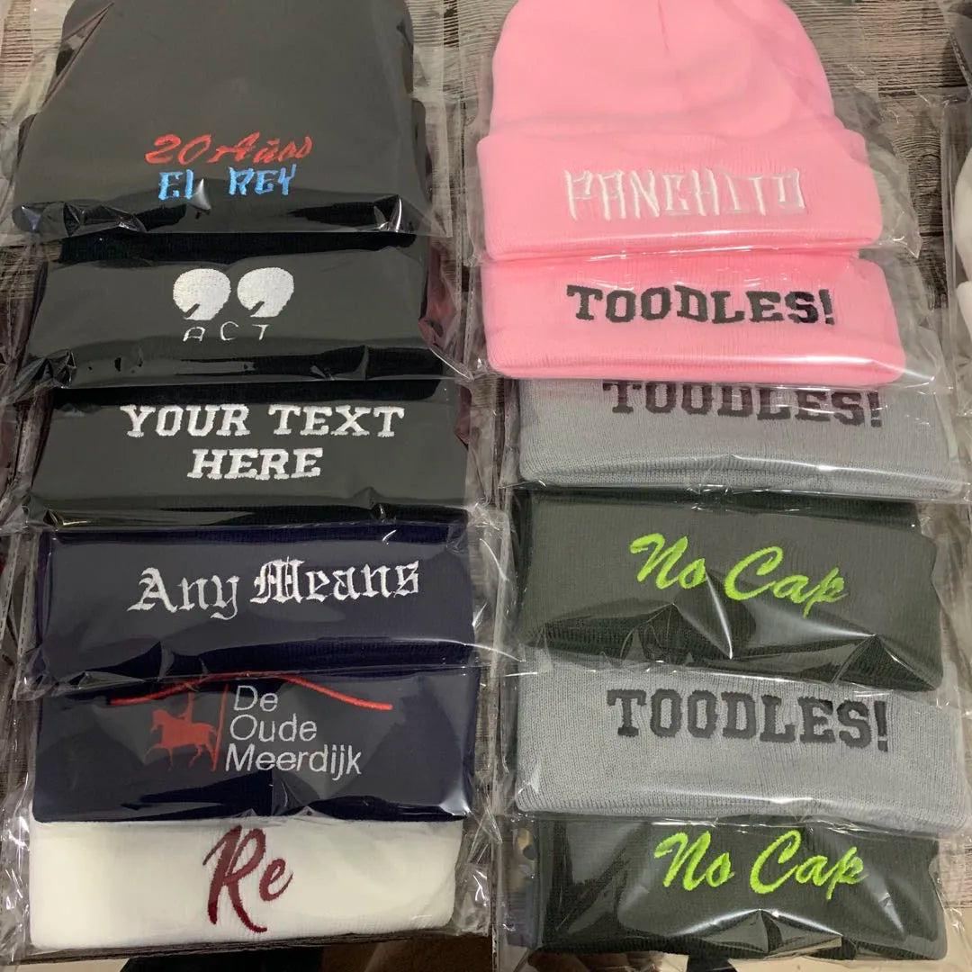 Custom Embroidery Name Beanie – Personalised Acrylic Letter Knit Hat for Men & Women