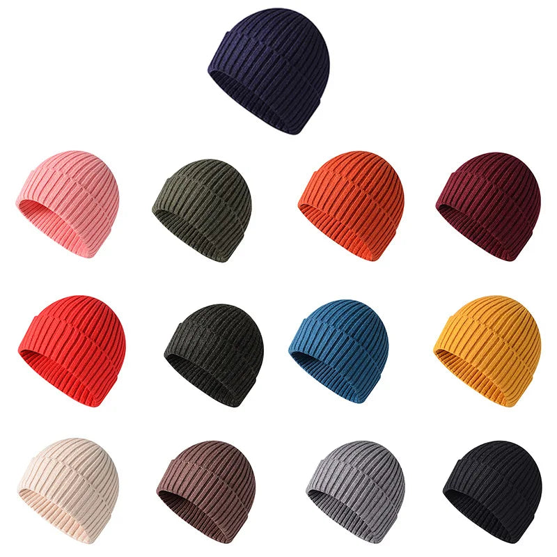 Warm Knitted Winter Hat – Windproof Cotton Ski Beanie for Women