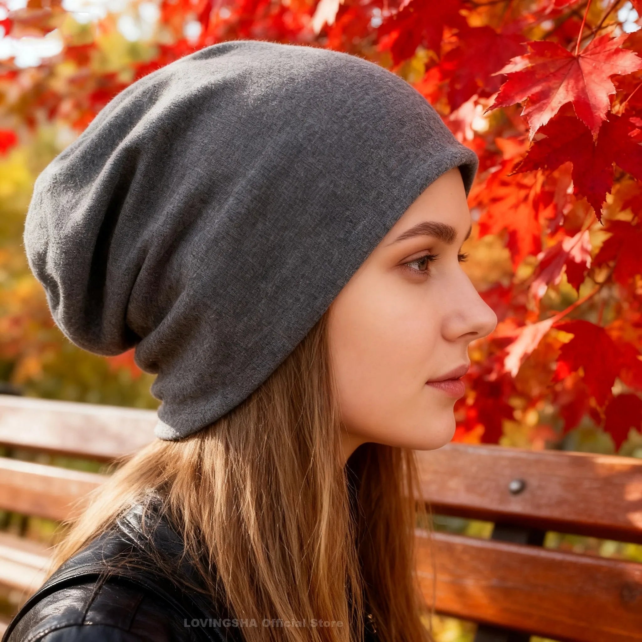Dual-Use Beanie & Scarf – Polyester Spandex 2-in-1 Knit Hat for Men & Women
