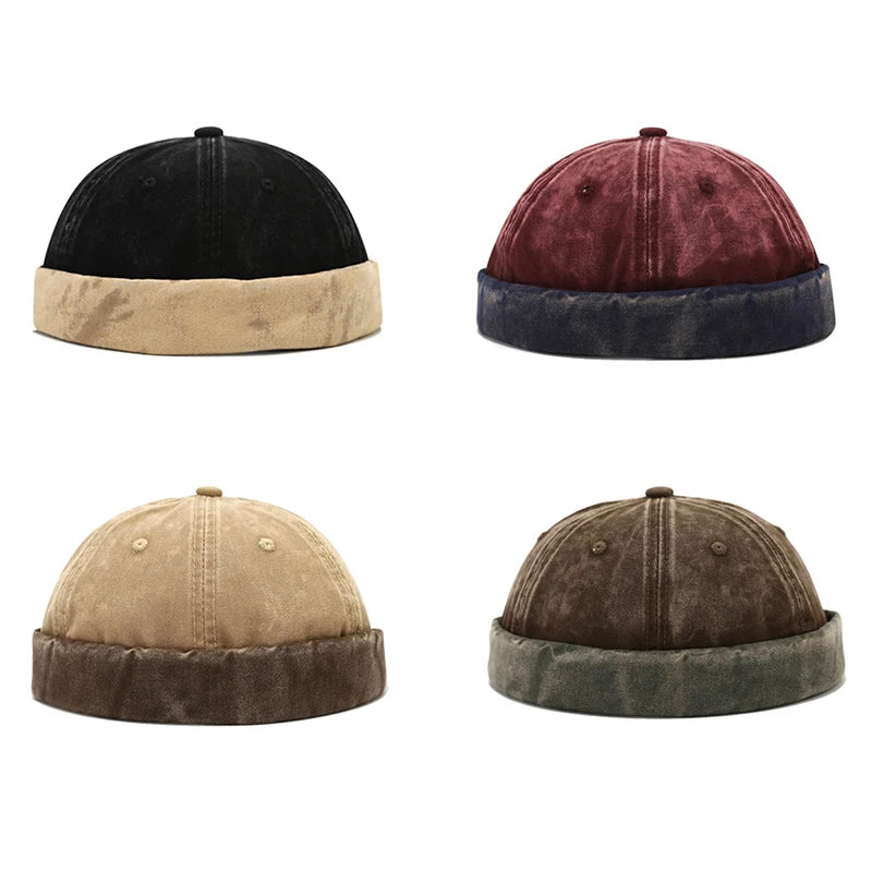 Bocca Washed Docker Cap – Adjustable Cotton Brimless Hat for Men & Women