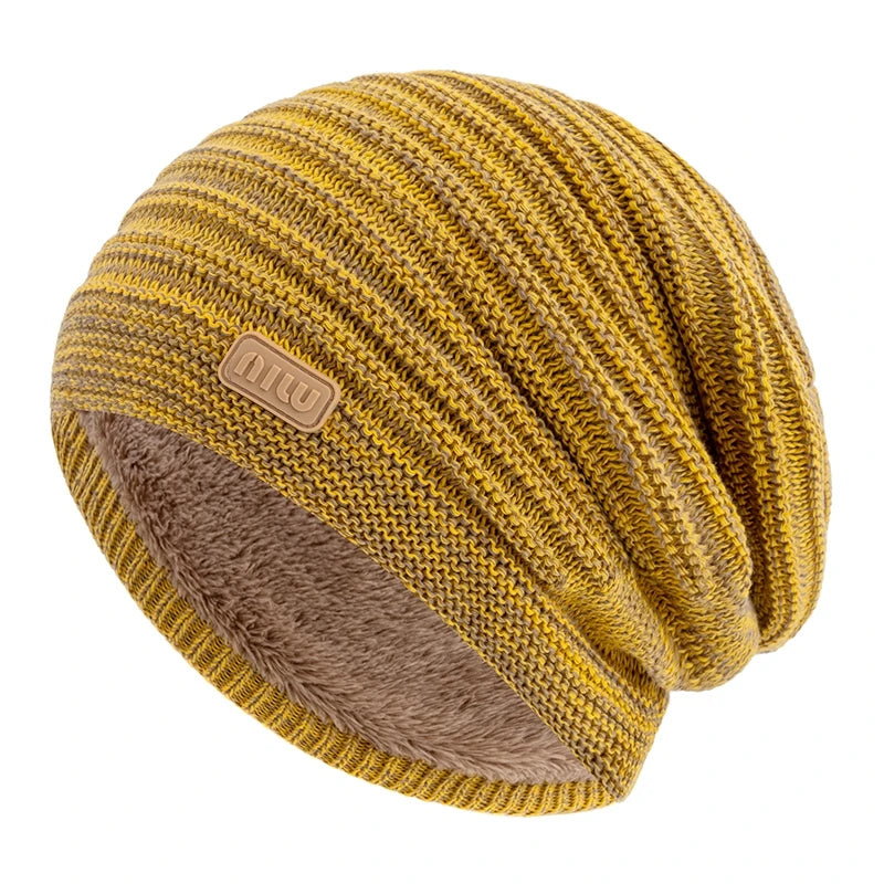 Fur-Lined Slouchy Beanie – Plush Fur Interior Oversized Knit Hat for Men & Women