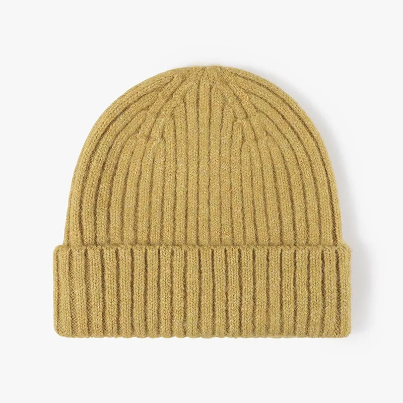 Wool Earflap Beanie – Cotton Wool Blend Thick Knit Hat with Ear Protection for Men & Women