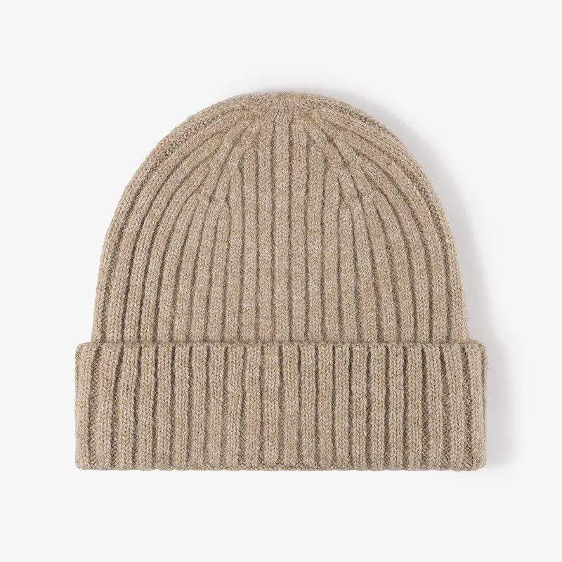 Wool Earflap Beanie – Cotton Wool Blend Thick Knit Hat with Ear Protection for Men & Women