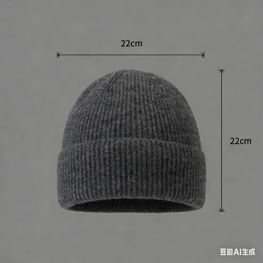 Wool Melon Beanie – Cotton Polyester Warm Knit Skull Cap for Men & Women