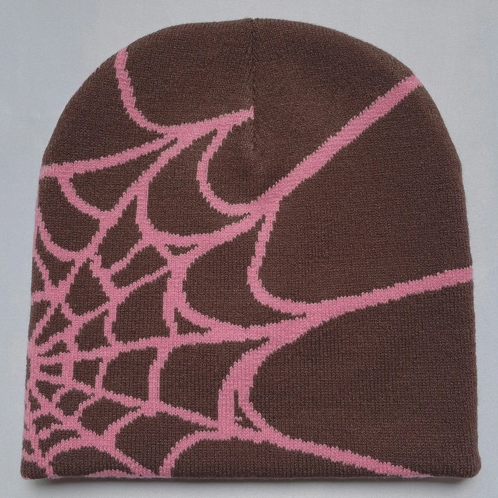 Y2K Spider Web Knit Hat – Geometric Acrylic Beanie for Men & Women