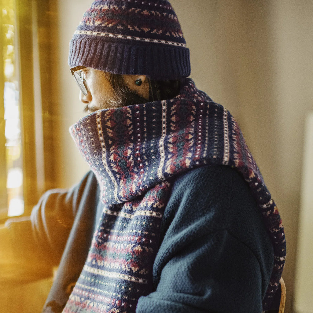 Fair Isle Beanie & Scarf Set – Windproof Nordic Knit Winter Set for Men & Women