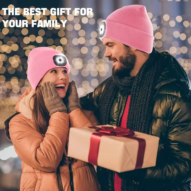 LED Light Beanie – USB Rechargeable 3-Mode Headlamp Knit Hat for Outdoor Adventures