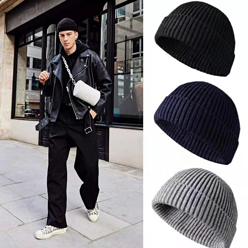 Wool Fisherman Beanie – Cotton Cuffed Knit Watch Cap for Men & Women